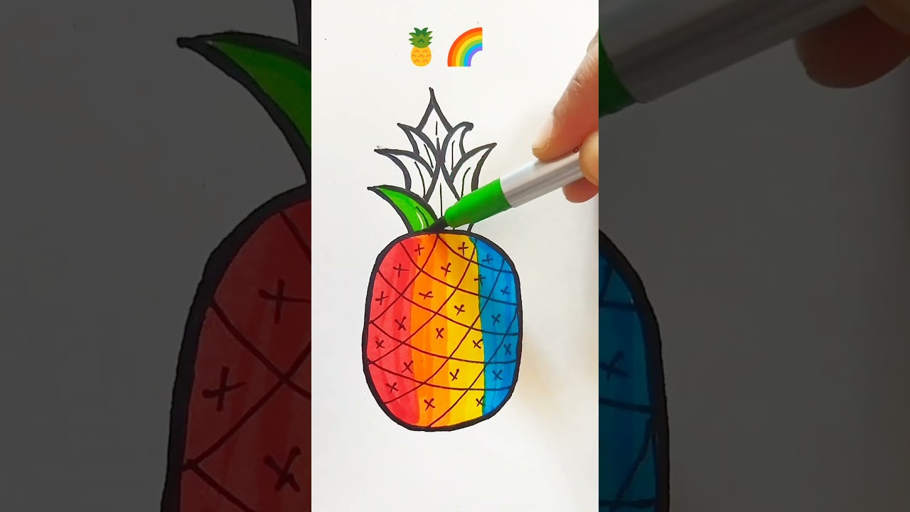 Sketchpen colour painting for beginners 🌈+🍍 #shorts #forbeginners #easypainting #forkids #satisfying