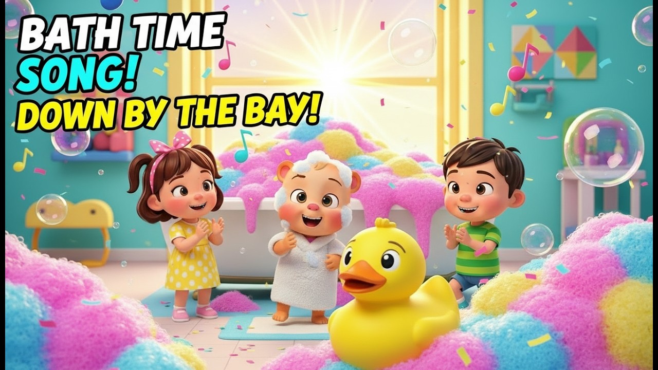 Down By The Bay Bath Time Song 🛁🦆 | Kids Bubbles Song with Chiku 🐻