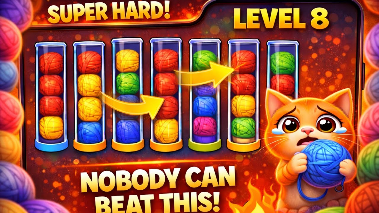 🔥 Wool Crush Level 8 Hard Level Gameplay | Wool Crush Walkthrough | No Boosters 🔥