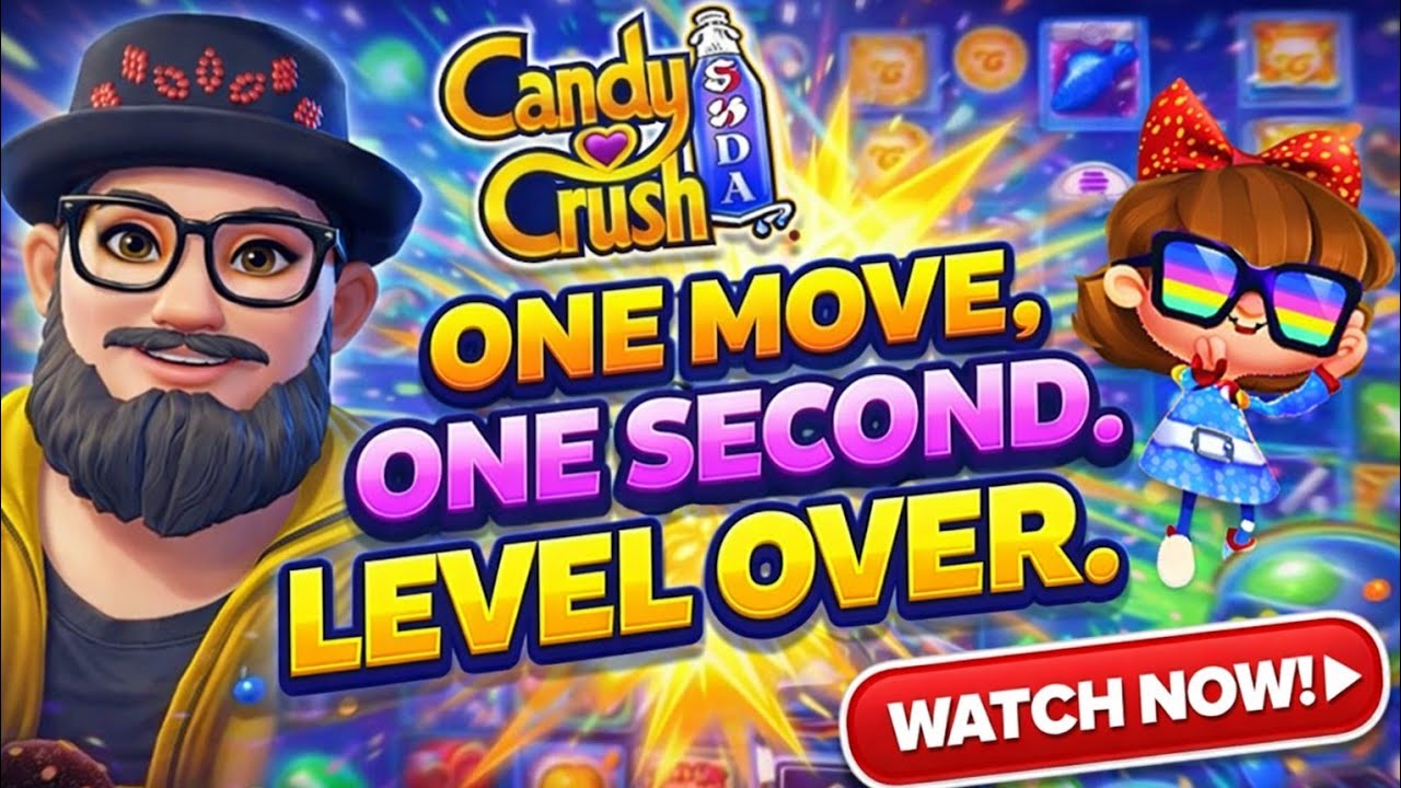 ONE MOVE, ONE SECOND, LEVEL OVER. (Candy Crush Soda Saga 1157)