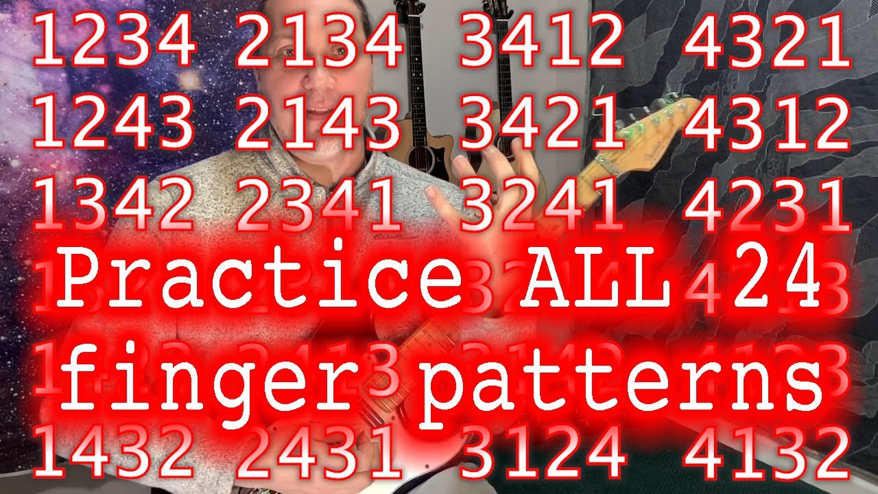 Guitar Lesson: ALL 24 finger patterns. Practice every possible left hand combination w Andy Schiller