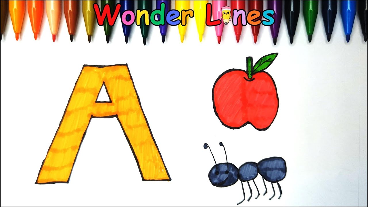 Learn Letter A | Drawing & Coloring for Kids | Fun Apple Surprise 🍎🐜