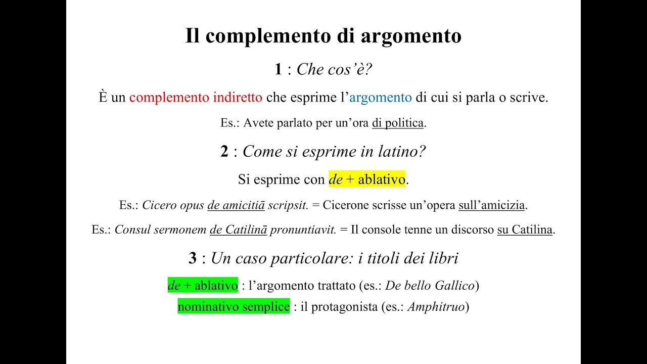 Il complemento di argomento in latino - Pillole di Latino