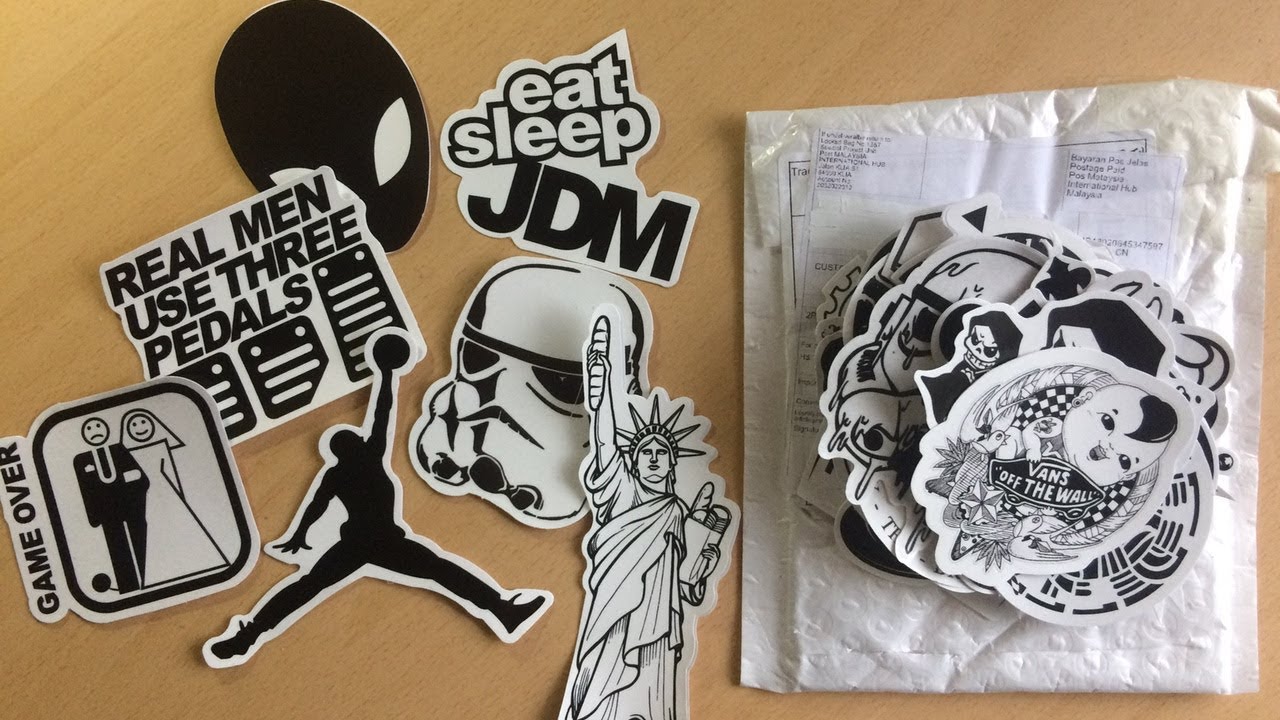 Unboxing 100 pcs Black And White sticker bomb -Car Stickers, Laptop Covers DIY Decal Sticker Bomb