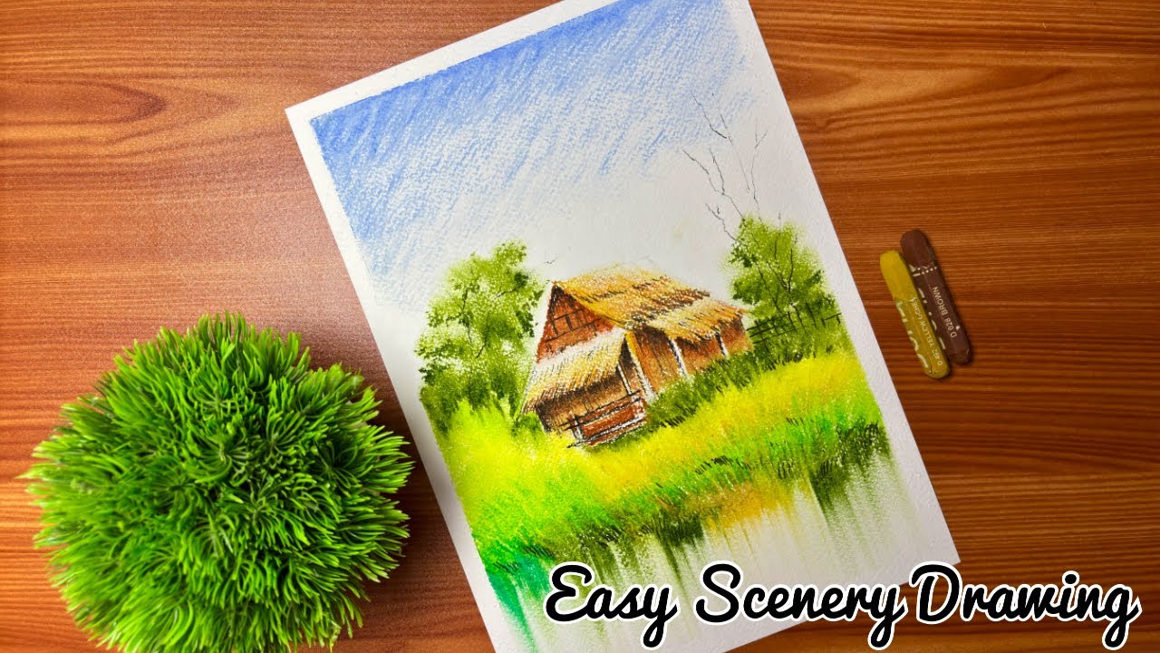 How to Draw Scenery | Easy Oil Pastels Drawing for Beginners #oilpasteldrawing #scenery #drawing 