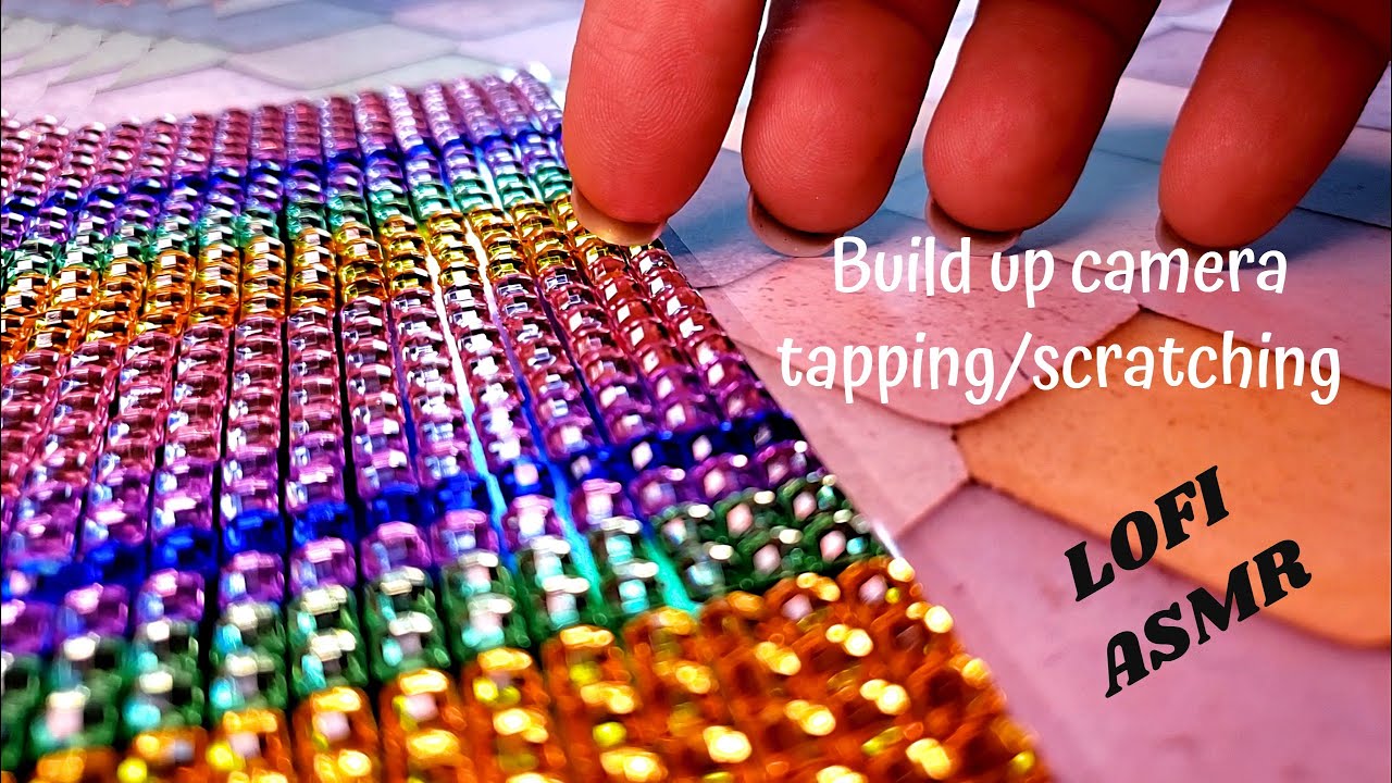 🎧ASMR Build up Camera Tapping/Scratching 🤯✨LO-FI📱7 Textures/pearl, rhinestones,wood,cardboard,etc...