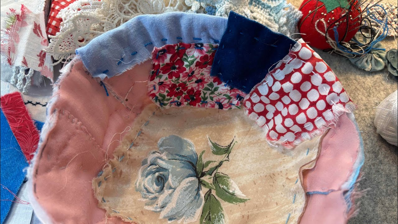 Crafty Chit Chat and Slow Stitching / My Bigger Quilted Fabric Bowl / Slow Stitch Bowl