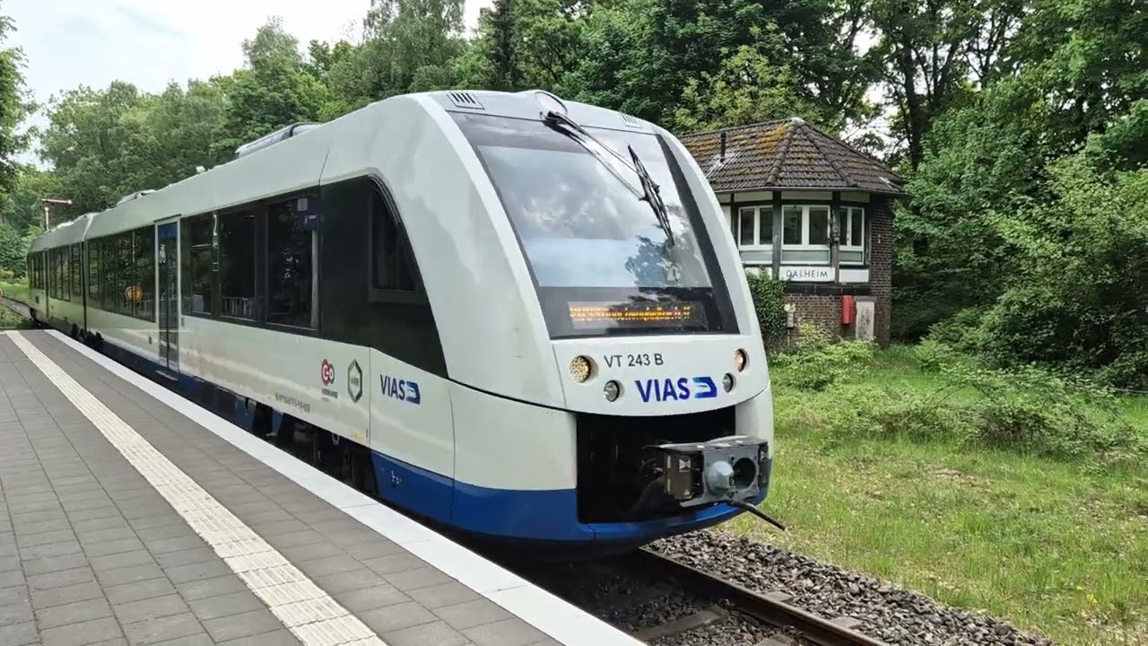 RB34 approaching Dalheim station on May 3, 2025; a Vias VT 243B.