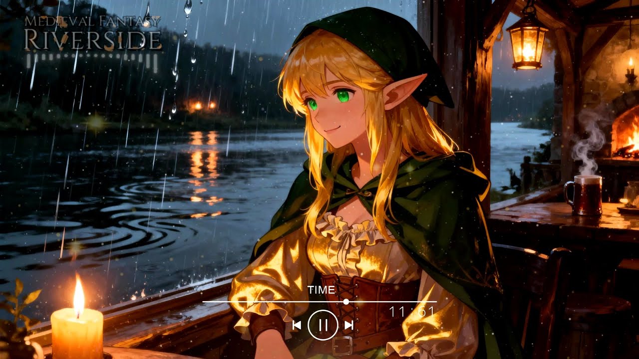 Dreamy Brook • Peaceful Night Music in the Old Tavern • Medieval Fantasy Riverside