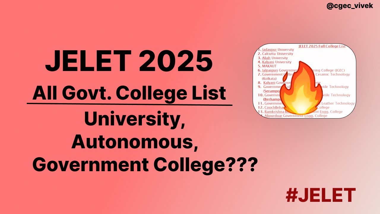 West Bengal Jelet  All Government College list  🔥#jeletexam#wbjee #jelet2024#rankcard#jgec#jadavpur