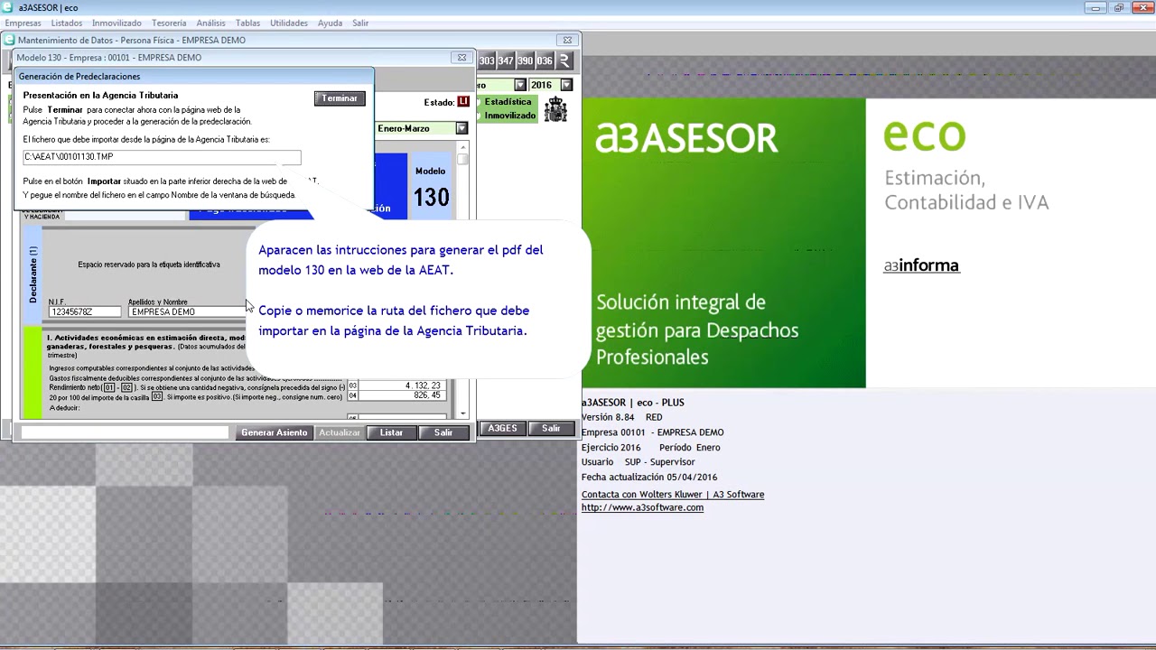 Generar el modelo en PDF (predeclaraci&oacute;n) desde la AEAT | a3ASESOR | eco