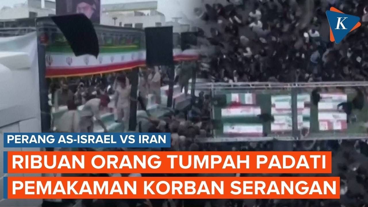 Momen Ribuan Orang Hadiri Pemakaman 165 Siswa Korban Serangan Udara di Iran