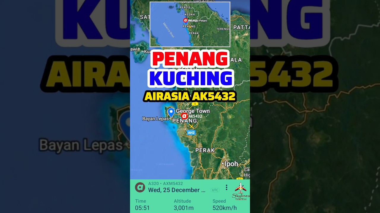 Penang to Kuching Flight Route, 25-12-2024 