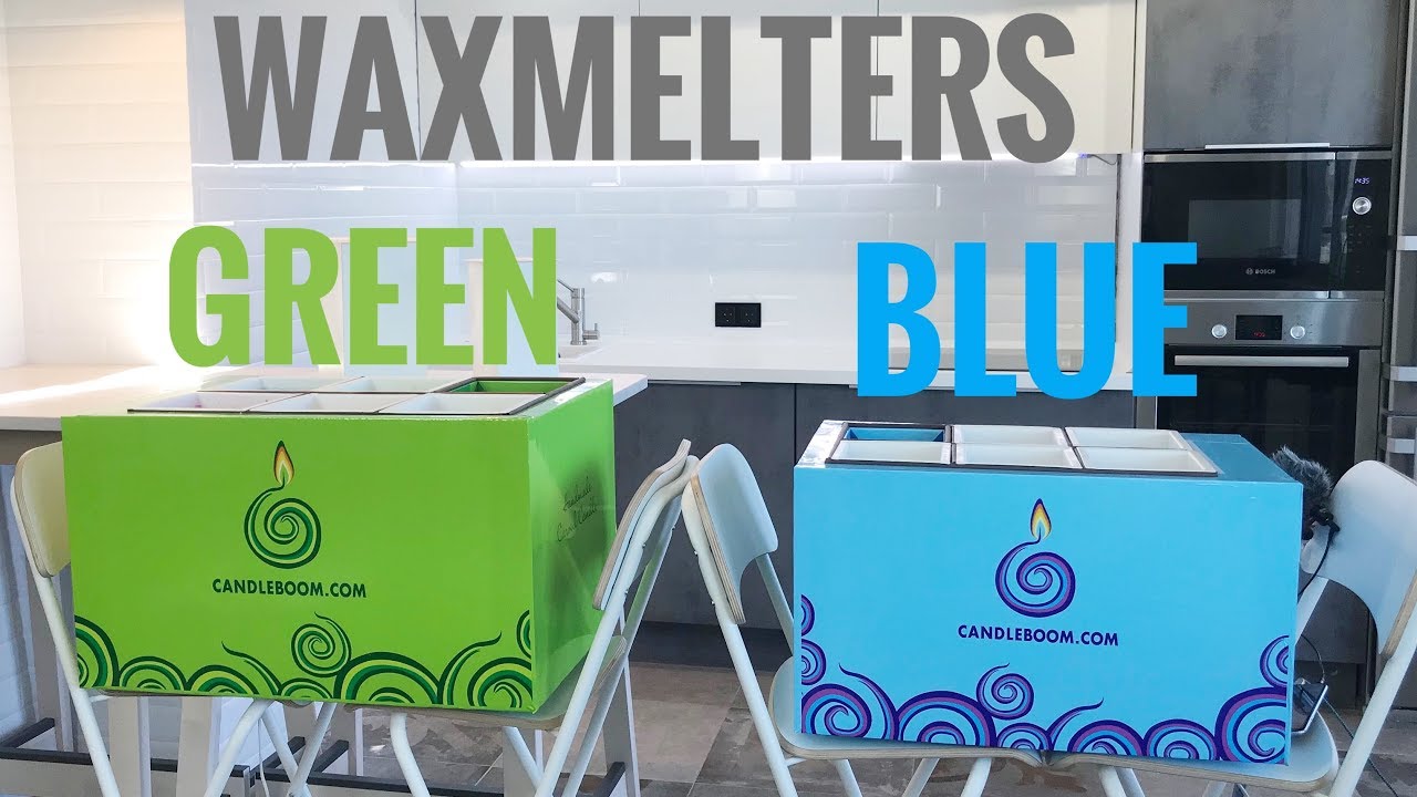 Carved candles equipment. Waxmelters GREEN and BLUE.
