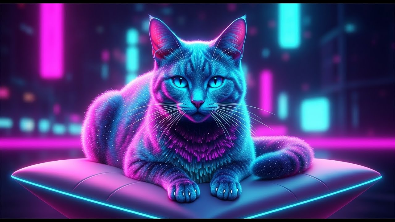Neon Purradise &ndash; Synthwave Chillwave by Retrowave Cat | 80&rsquo;s Retro Vibes