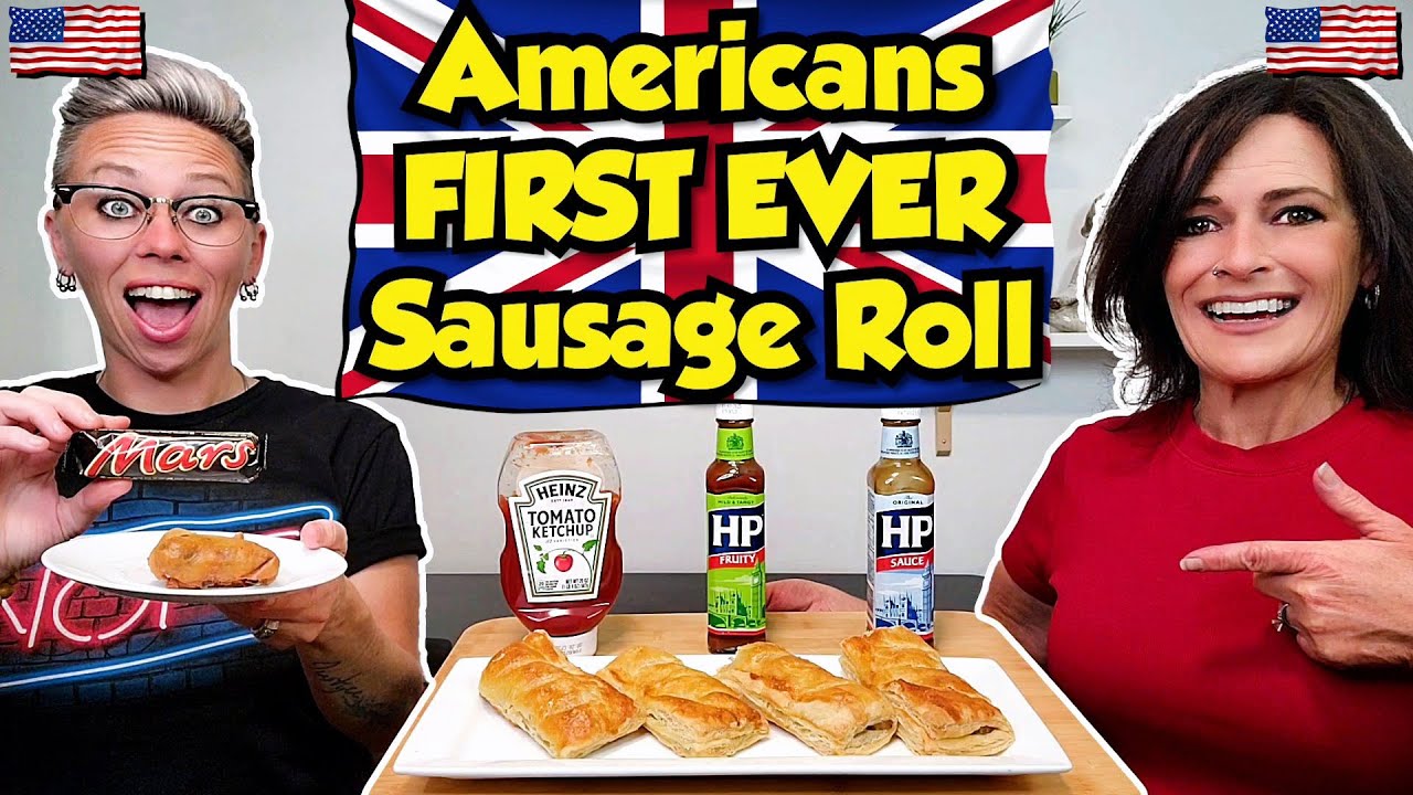 American Couple Reacts: British Style Sausage Roll & Deep Fried Mars Bar! FIRST TIME Making & Eating