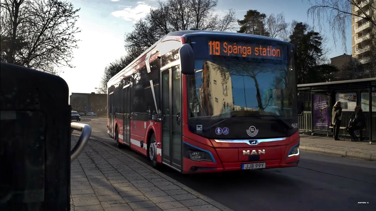 Sweden, Stockholm, bus 119 ride from Hässelby strand to Spånga station