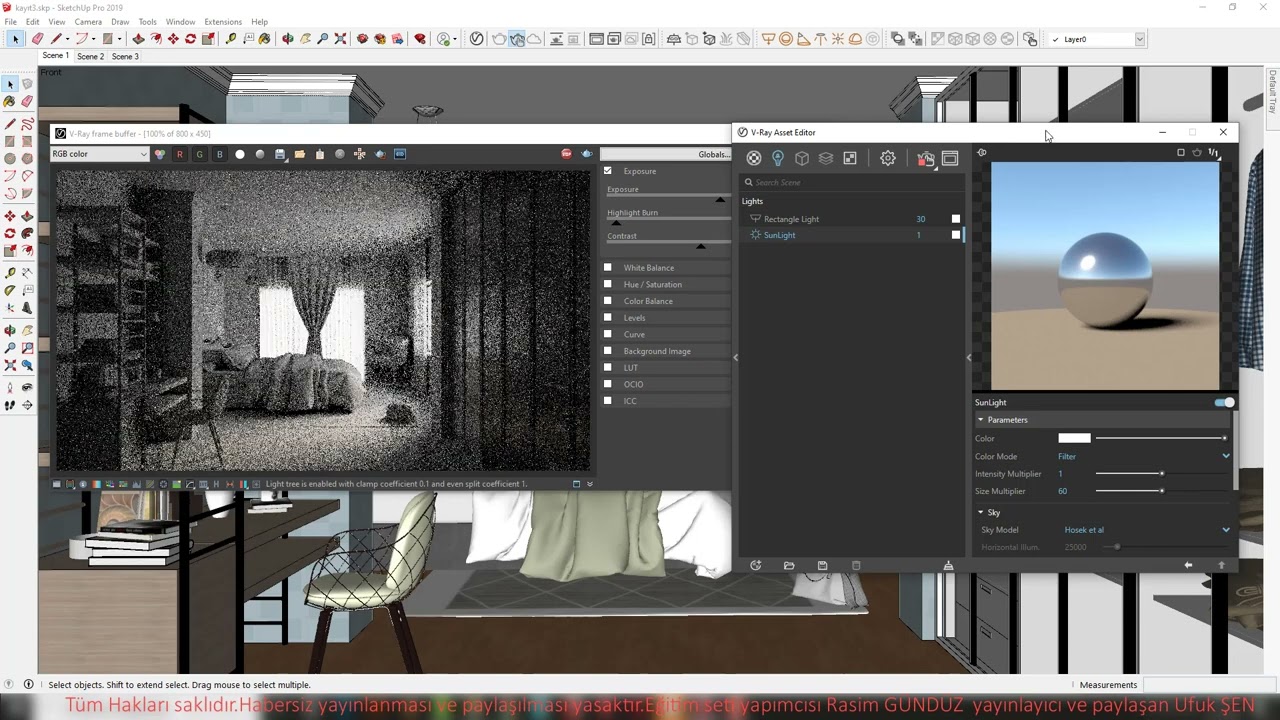 Sketchup Vray İçmekan Aydınlatma Ayarı Ders 35