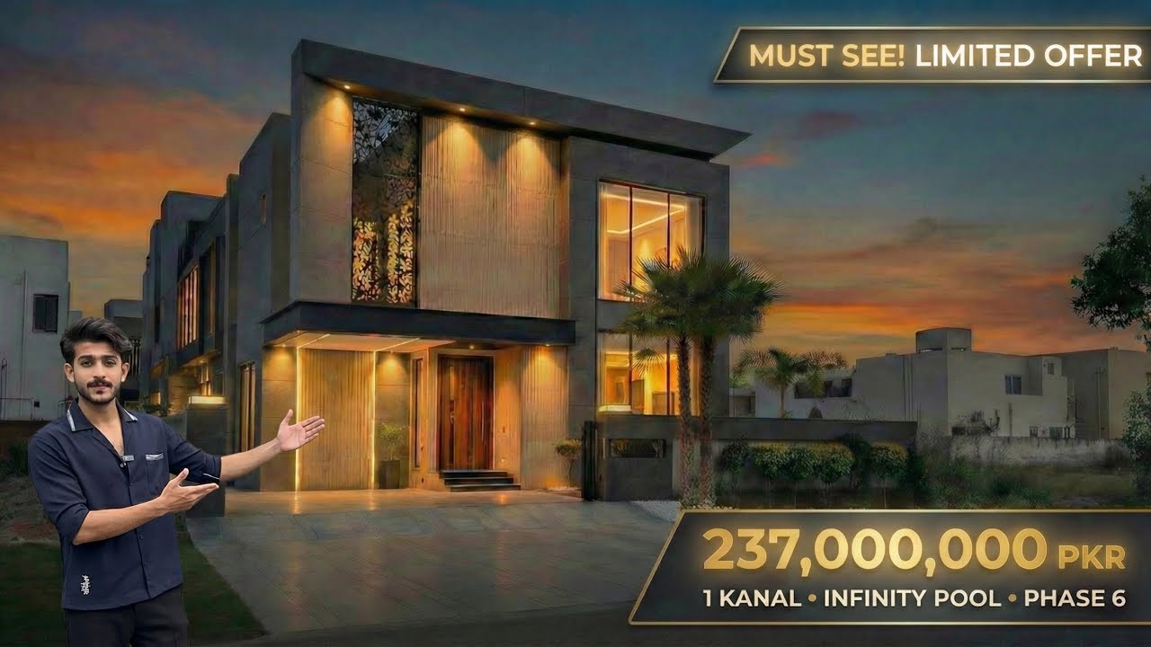 MOST LUXURIOUS 1 KANAL HOUSE IN DHA PHASE 6, LAHORE, NEAR DOLMEN MALL , INFINITY POOL + FURNISHED😱