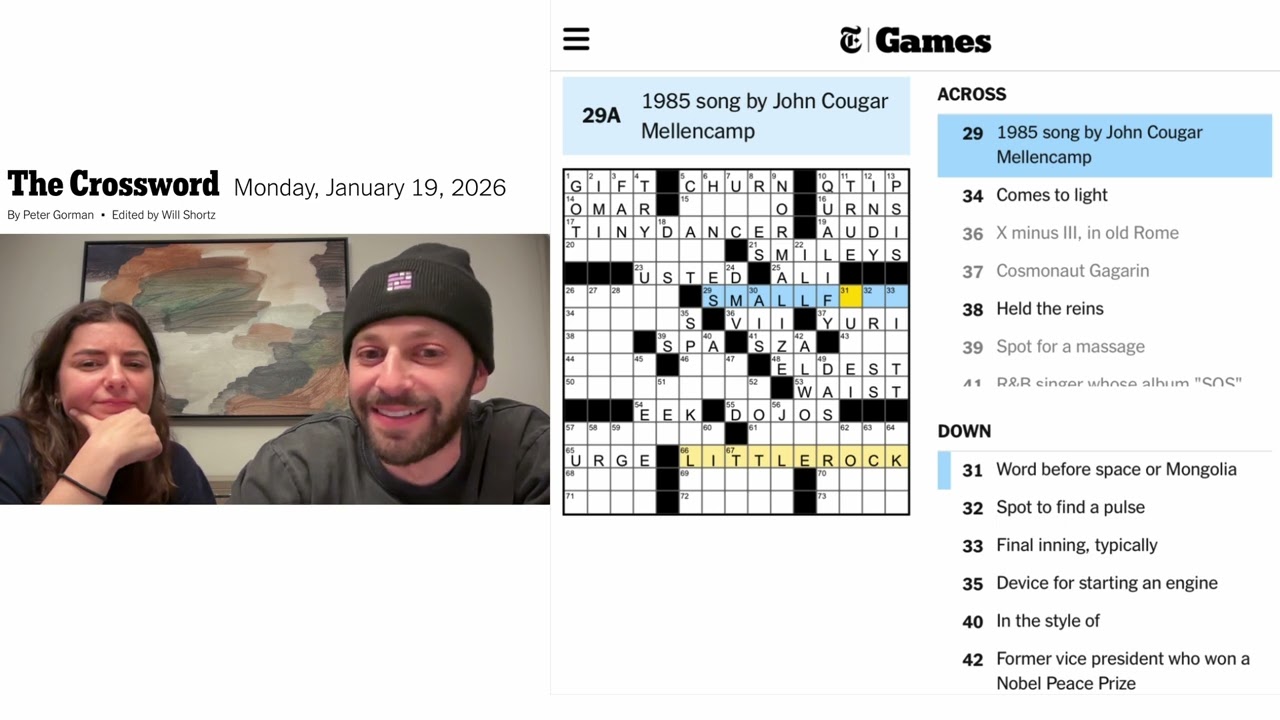Полный кроссворд New York Times | Понедельник, 19 января 2026 г.