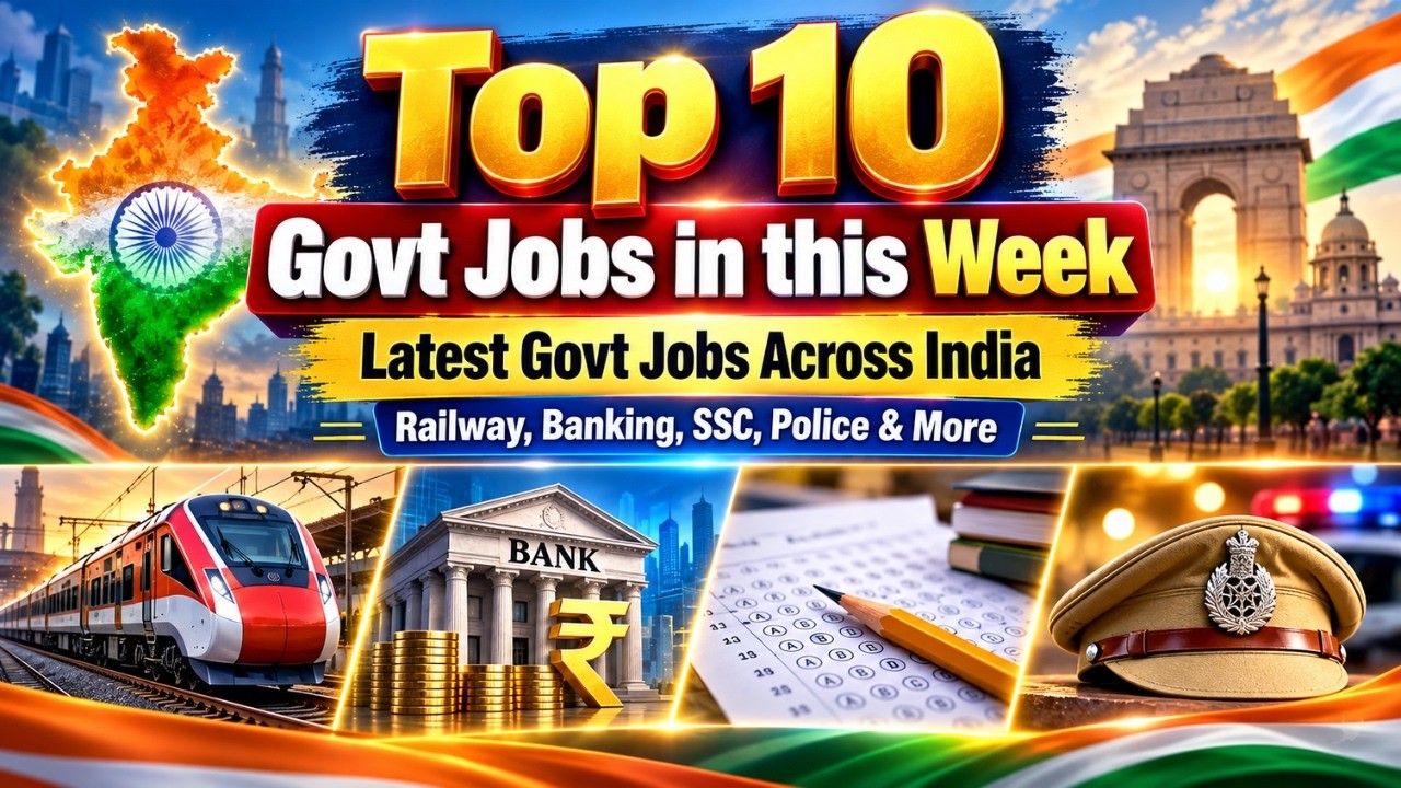 Top 10 Govt Jobs in this Week - Latest Govt Jobs Across India | Railway, Banking, SSC, Police & More