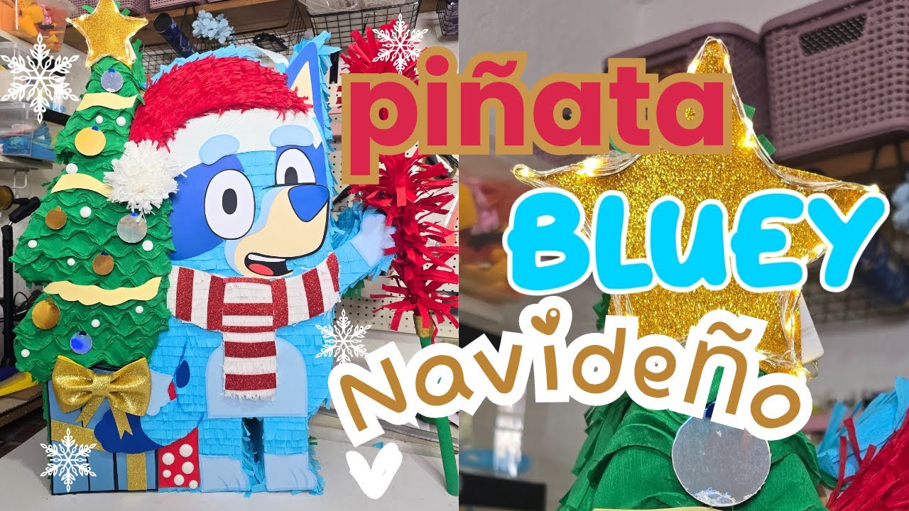 Piñata bluey navideño /Decoración #piñatas #navidad #diy  #piñatasnavidad #diynavidad 