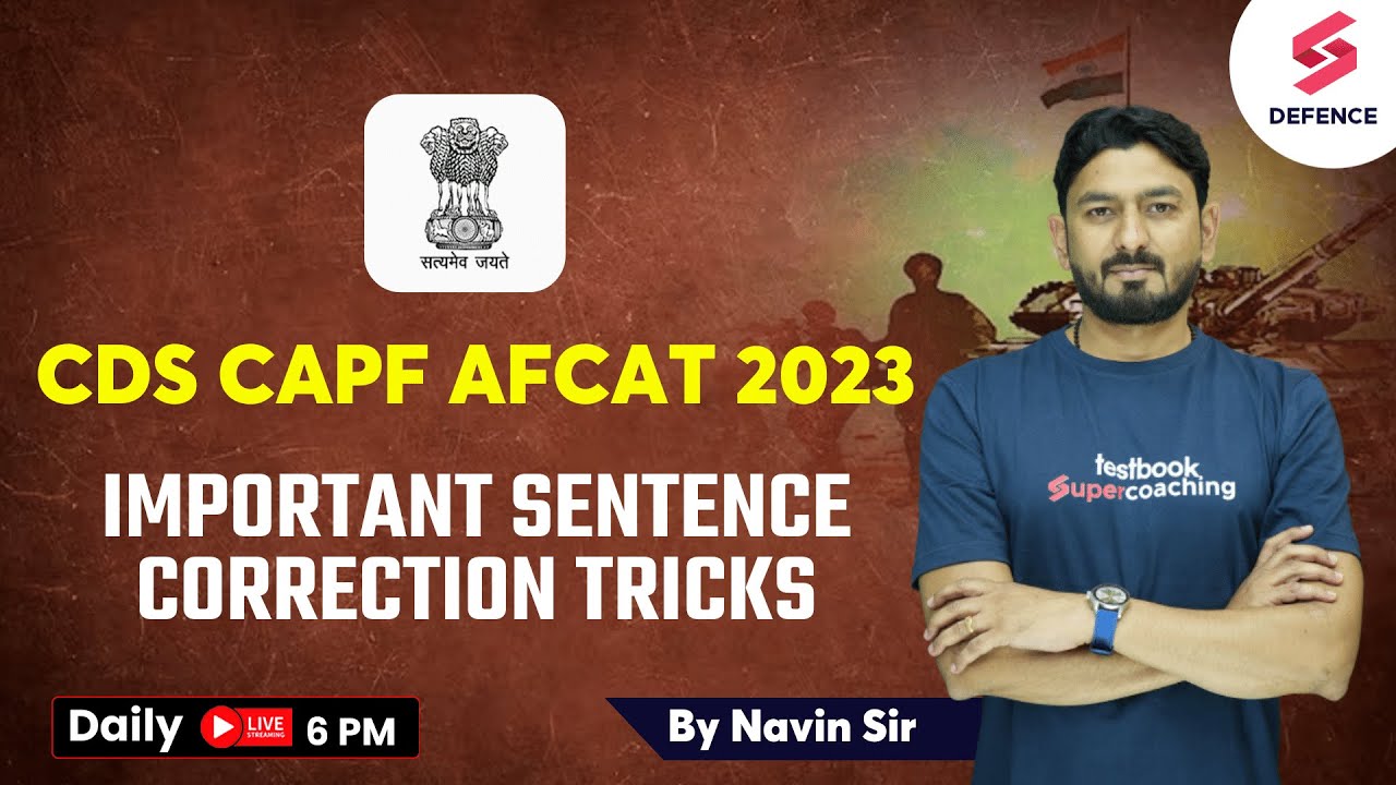 English For Defence | Important Sentence correction tricks | CDS AFCAT CAPF | Navin sir