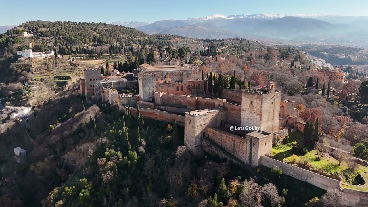 🇪🇸 Alhambra, Granada, Spain - Scenic, Relaxing Aerial Drone Footage 4K UHD