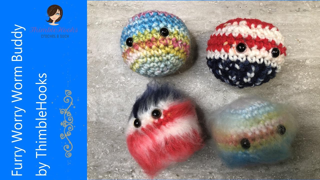 Crochet FURRY WORRY WORM BUDDY / Stress Ball / Cat Toy / Safety Eyes / How to do it
