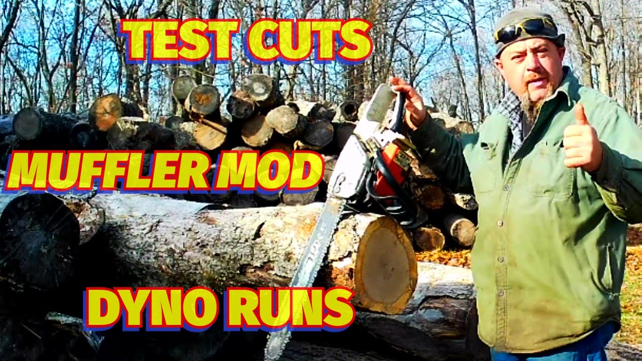 Stihl 026 Chainsaw Project  Muffler Mod DYNO RESULTS  TEST CUTS
