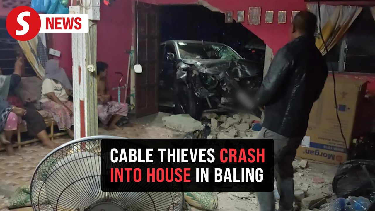 Two cable thieves crash into a house in Baling while fleeing police
