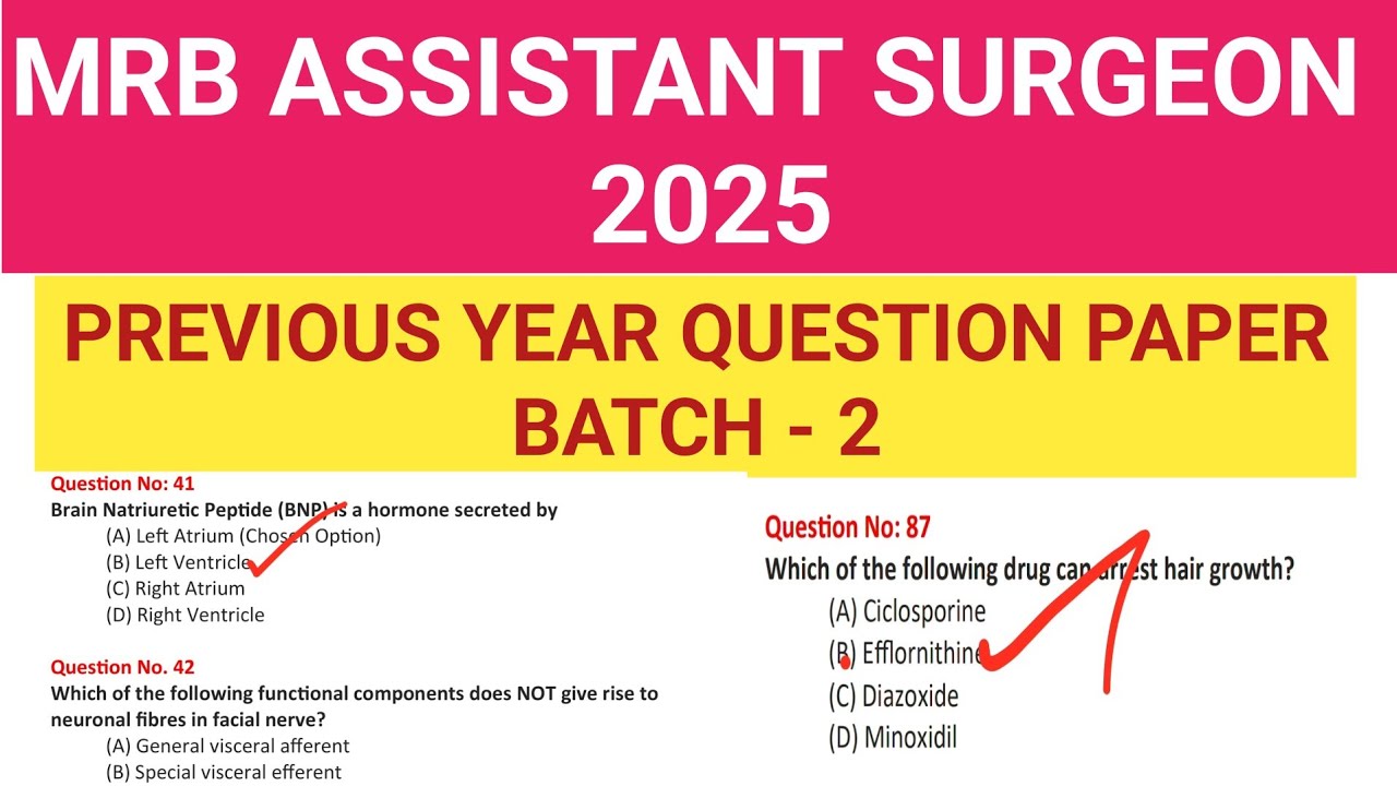 MRB ASSISTANT SURGEON PREVIOUS YEAR QUESTION PAPER BATCH 2 QUESTION PAPER