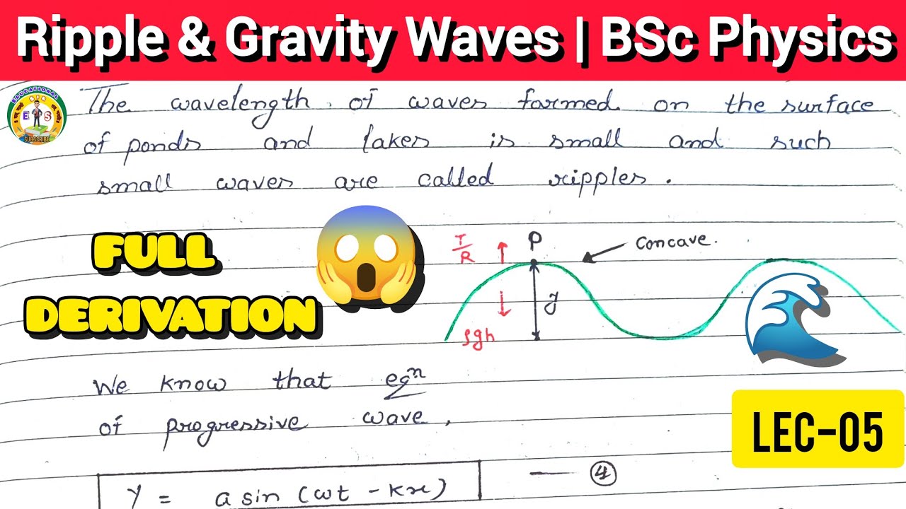 Ripple & Gravity Waves Full Derivation in Hindi | BSc Physics🔥 