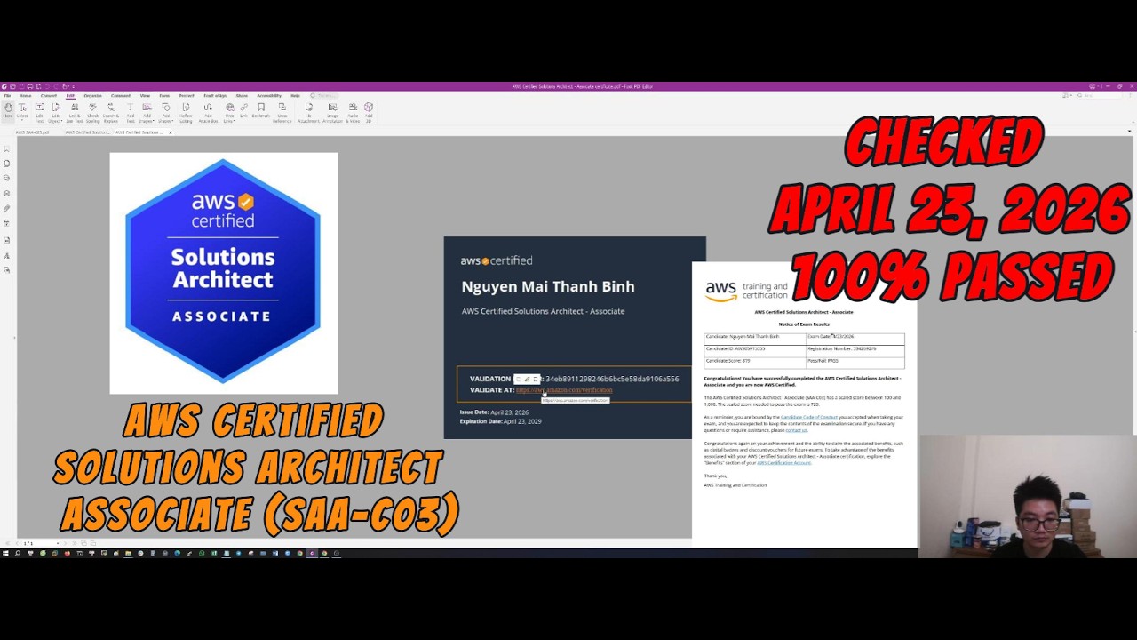 Exam SAA-C03 : AWS Certified Solutions Architect - Associate | Passed with 819  in April 23, 2026