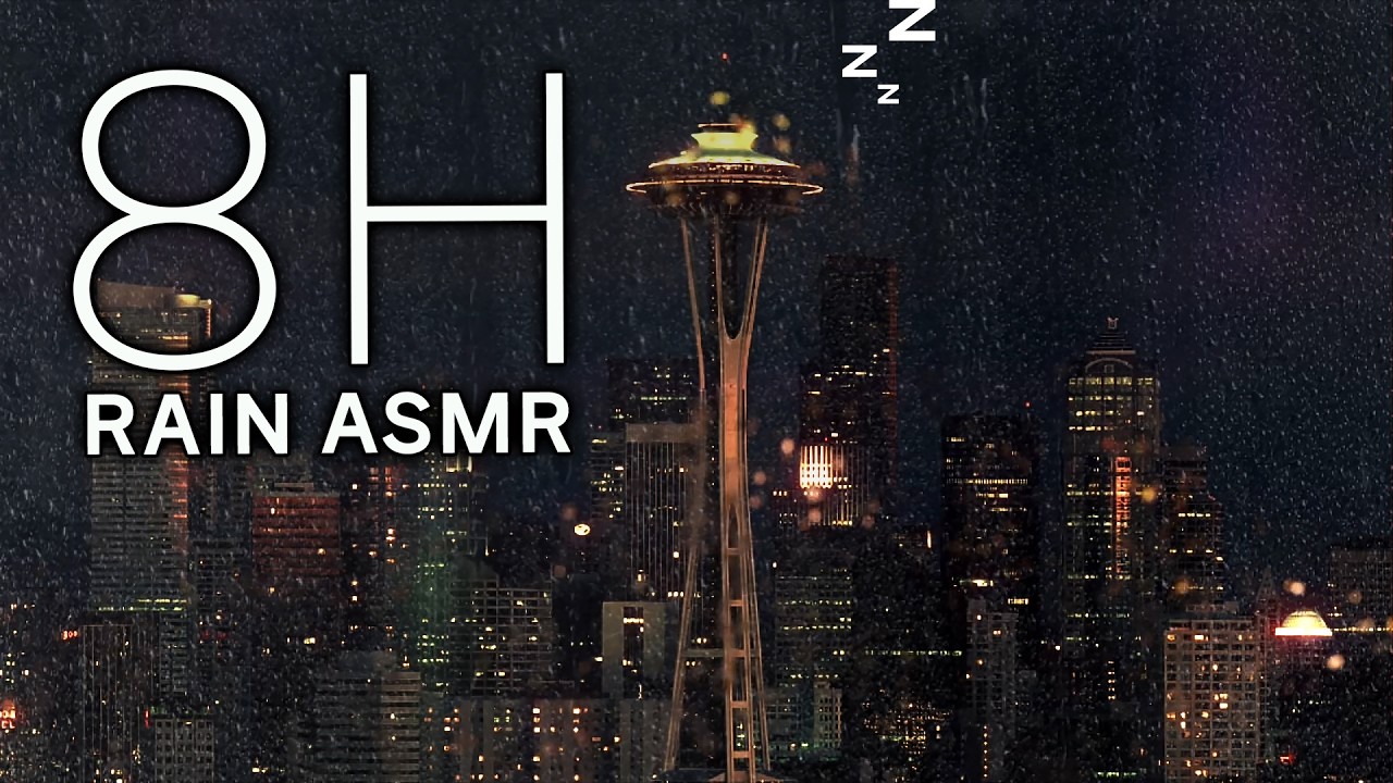 Rain ASMR 8 Hours 🌧️ Deep Sleep Rain on Window | Seattle Night Ambience (Screen Black after 30m)