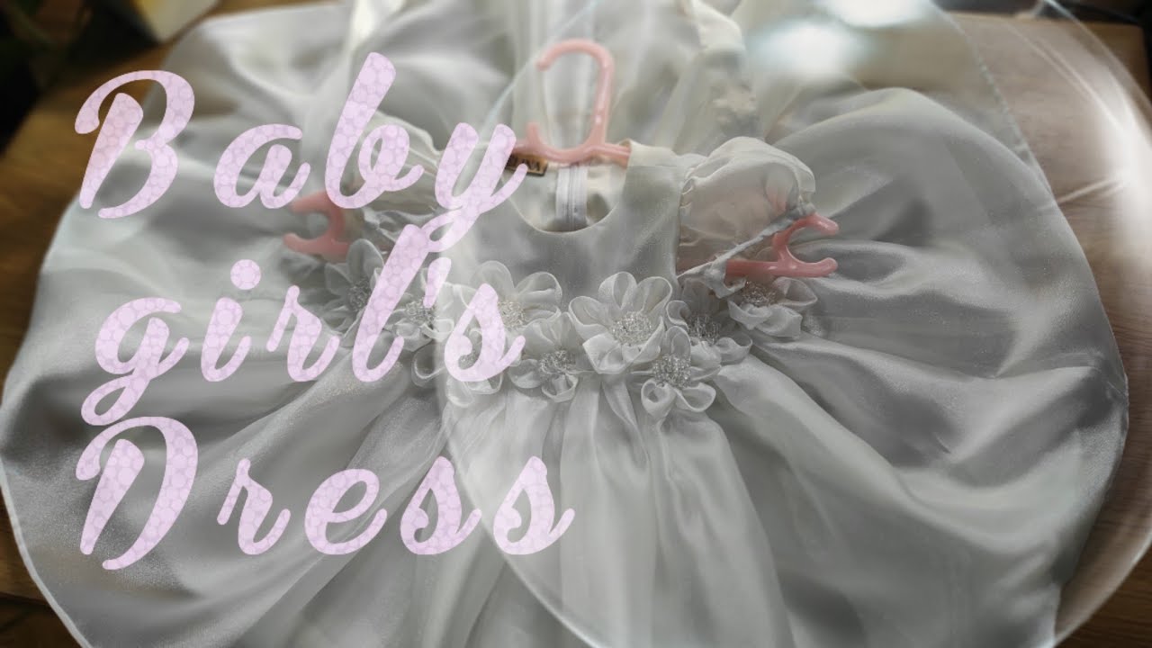  baby girl's dress with beaded flower appliques 