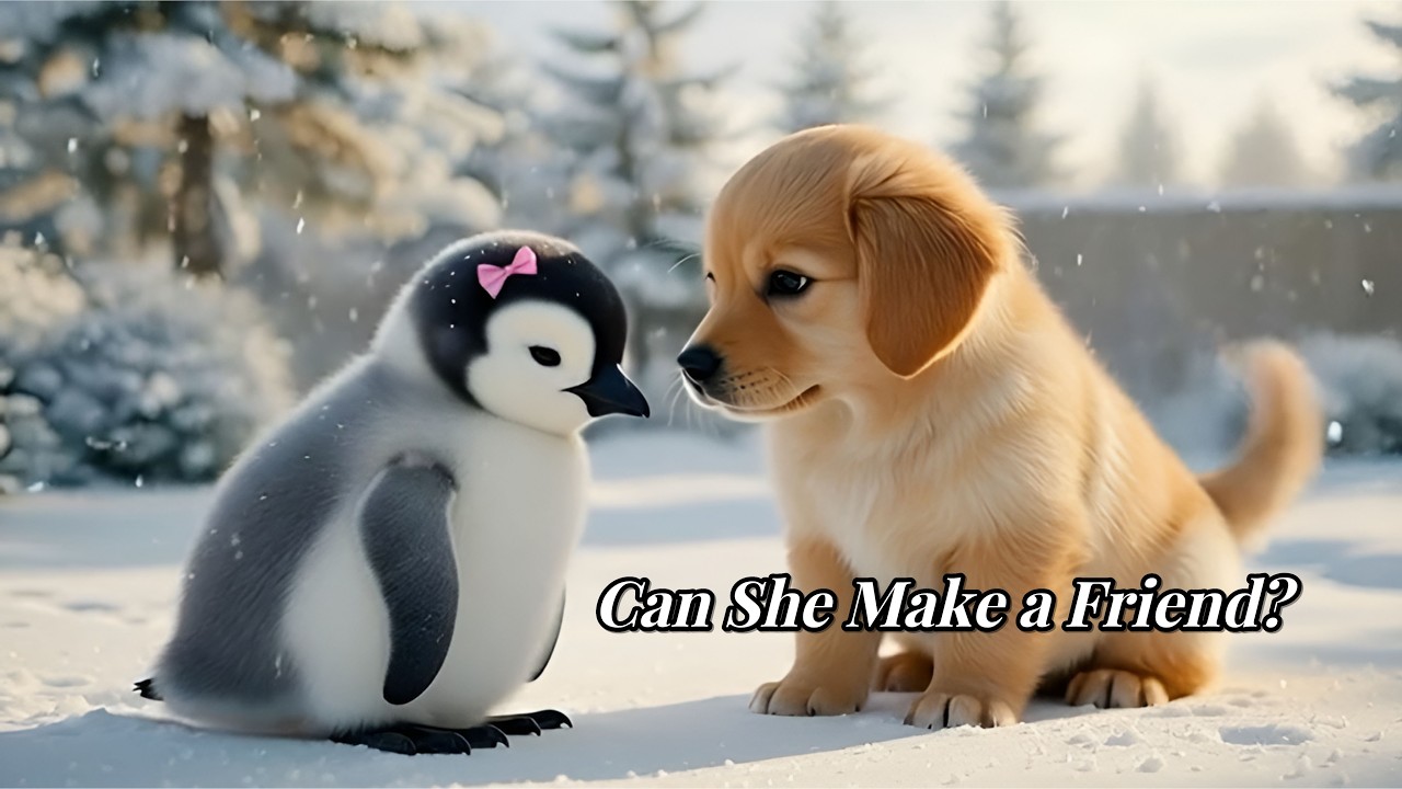 Baby Penguin Choco Wants to Say Hi to a Puppy… But She's Too Shy 🐧🐕