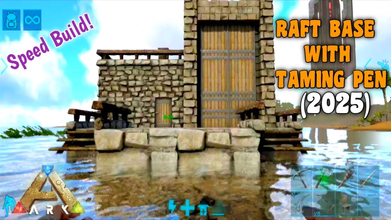 Ark Ultimate Mobile Edition - Raft Base With Taming Pen | Sarco & Carno Trapping | Ark Mobile | 2025