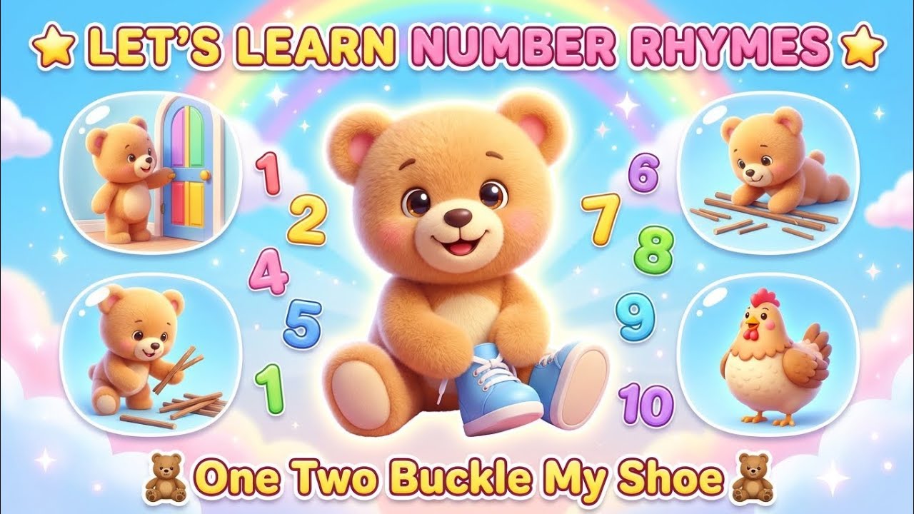 Let’s Learn Number Rhymes | One Two Buckle My Shoe | Fun Kids LearningwithTeddyBear@TinyUnicorns-j7n