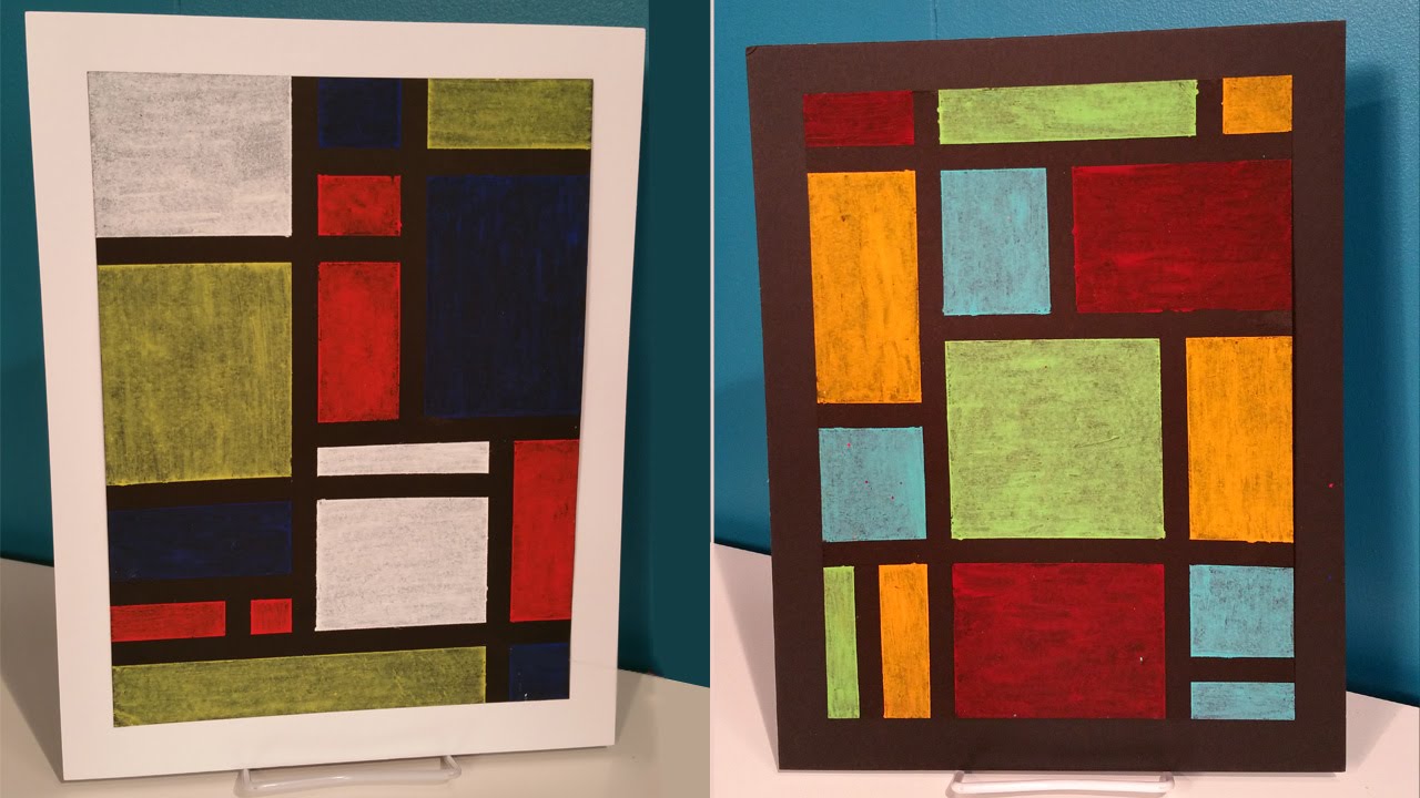 Create Easy Modern Oil Pastel Art - Inspired by Piet Mondrian