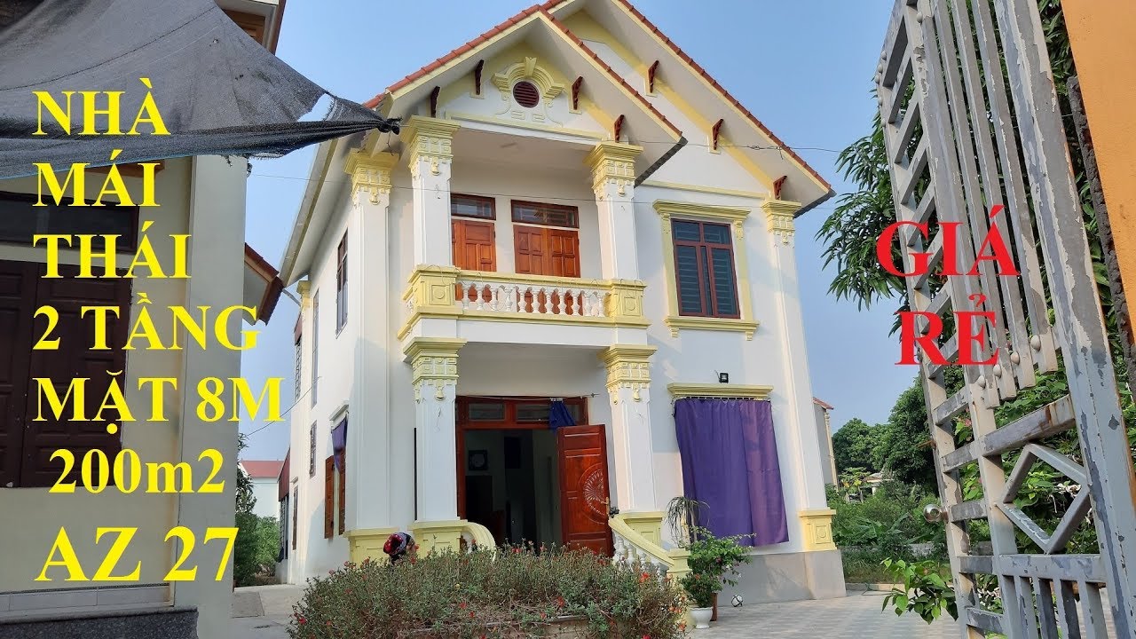 Mẫu nhà vuông mái thái 2 tầng diện tích 200 m2 giá rẻ ở nông thôn nhưng rất hợp lý nhà đẹp AZ27
