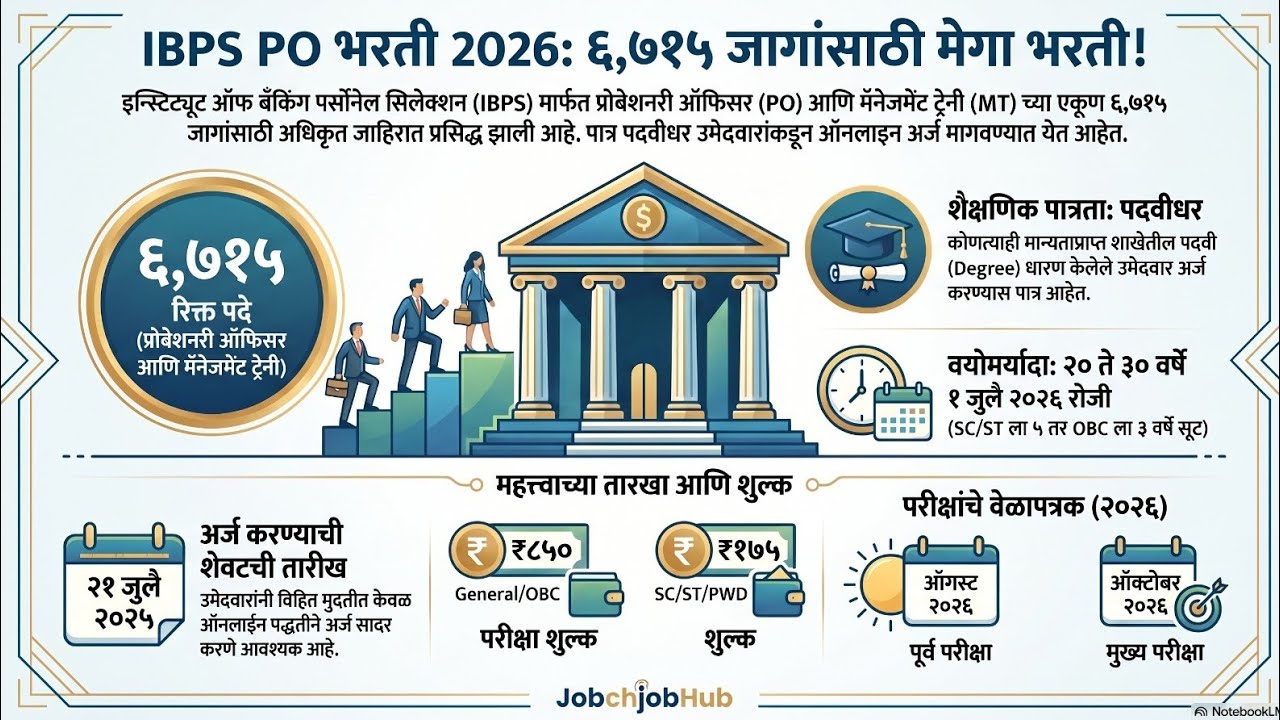 IBPS PO 2026 Notification Out | 6715 Vacancies | Any Graduate Eligible @jobchjobhub6198 #jobsearch 
