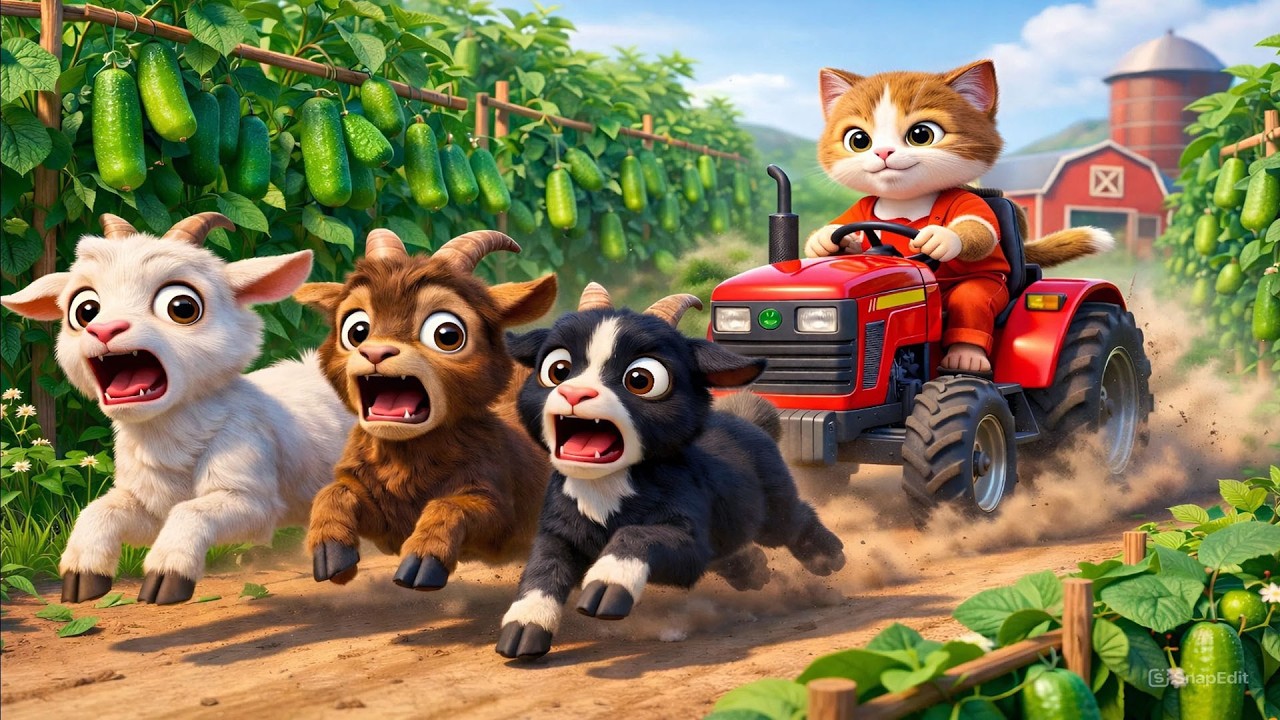 🐱Smart Cat and Panda🥒 Using Tricks to Save the Garden from Goat and Eagle | Vehicles Farm Animated