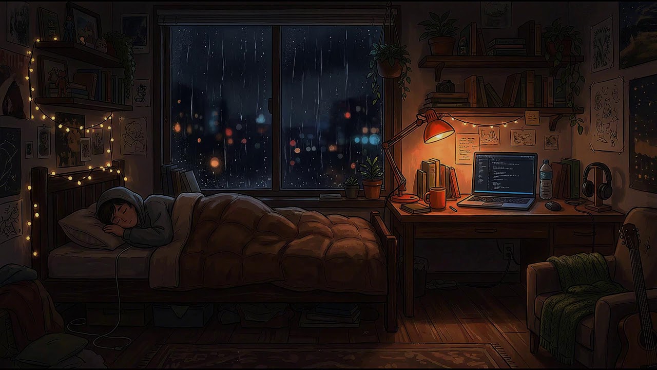 Slow Lofi Rain Sounds for Gentle Night Sleep