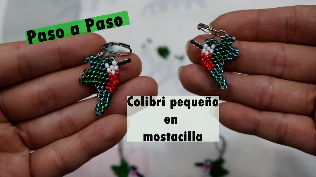 Aritos diseño colibrí pequeños en mostacilla (paso a paso) Aniara sanarte