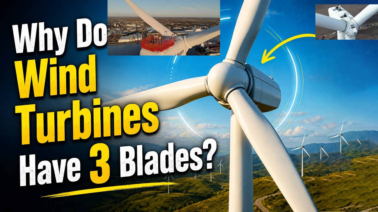 🌬️ Why do almost all wind turbines have exactly 3 blades? 🤔