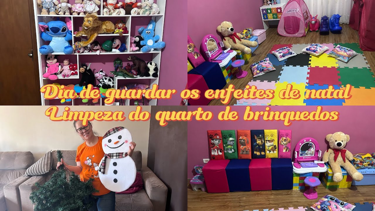 Limpeza do quarto de brinquedo mais guardei os enfeites de natal 💕