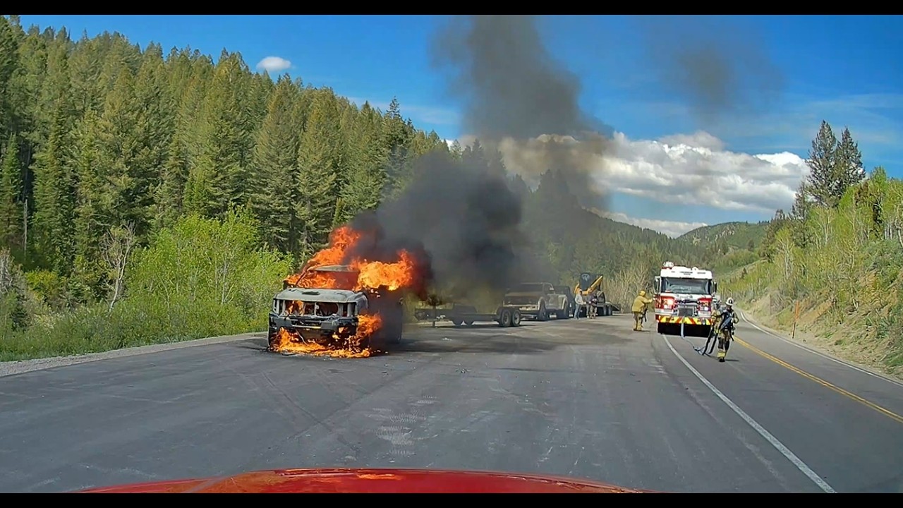 Responding to a vehicle fire with explosions