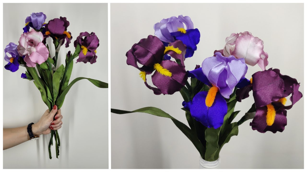D.I.Y HOW TO MAKE SATIN RIBBON IRIS FLOWER