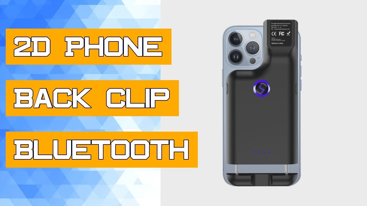 2D Phone Back Clip Bluetooth Barcode Scanner Portable Barcode Reader Data Matrix Code 1D 2D QR Scann